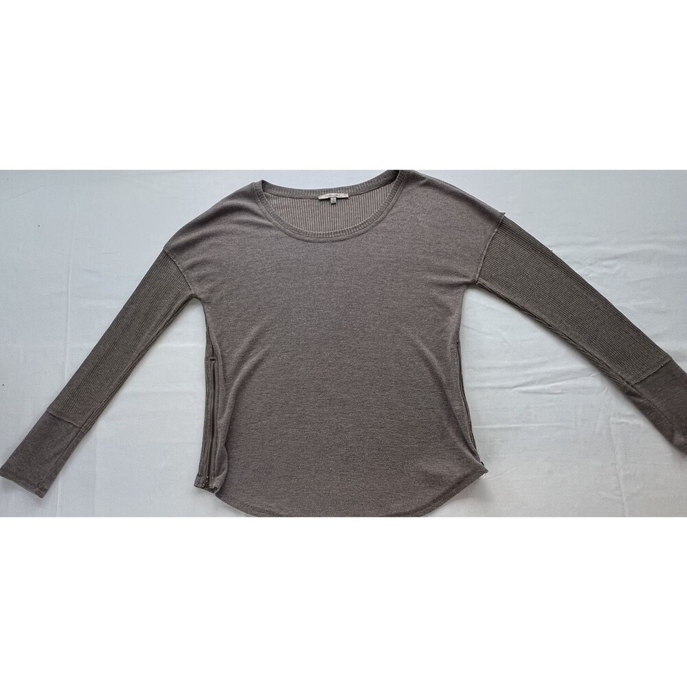 Miss Me Womens Brown Scoop Neck Long Sleeve Knit Pullover Sweater Top Size L